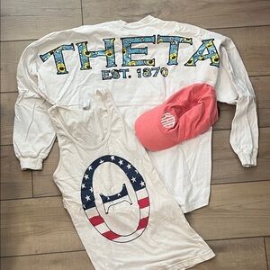 Kappa Alpha Theta Bundle Sorority Spirit shirt, Flag tank & Coral hat